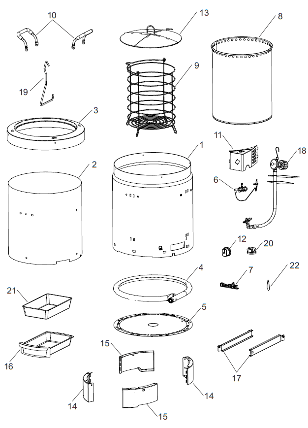 Diagram showing all of the included parts