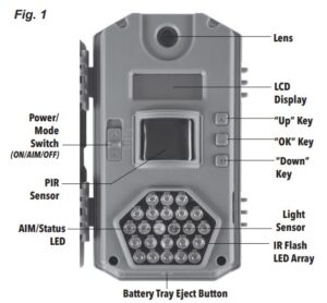 Tasco Trail Camera front with buttons list